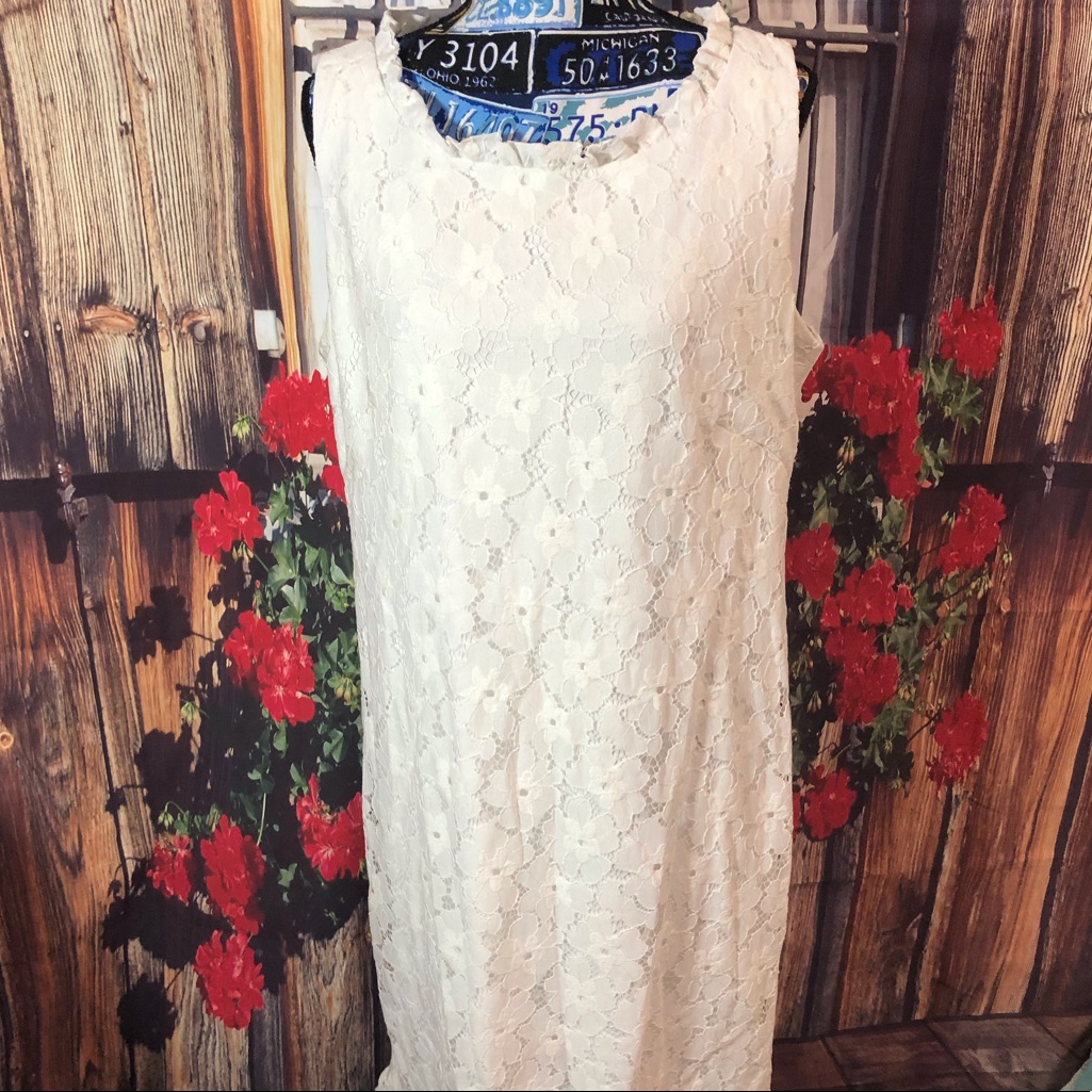 J Howard Ivory Floral Lace Shift Dress